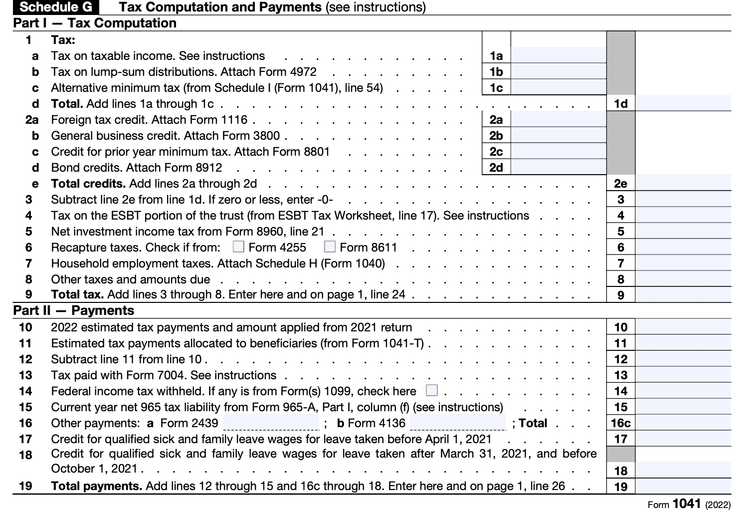 Form 1041 Schedule G 2025